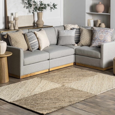 Nuloom Felicia Coastal Geometric Jute Area Rug 4ft x 6ft GRHL03A-406
